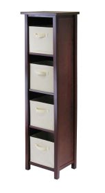 Verona 4-Section N Storage Shelf with 4 Foldable Beige Color Fabric Baskets Verona 4-Section N Storage Shelf with 4 Foldable Beige Color Fabric Baskets